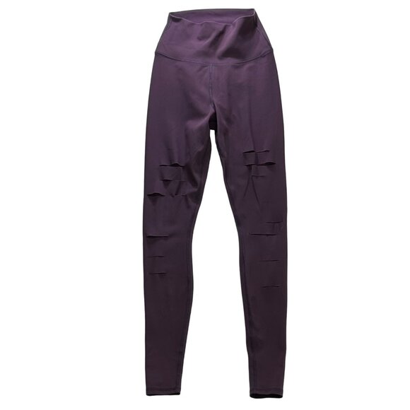 ALO Womens Leggings Activewear Grape Stretch Destroyed Full Length Size XS - Picture 3 of 11